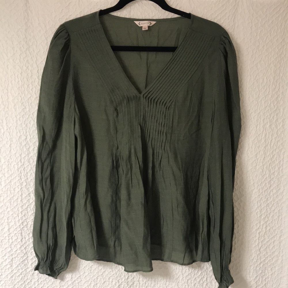 Nanette Lapore Prarie Green Pleated V Neck